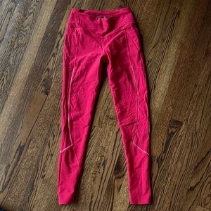 Victoria Sport Pink Small Stylish Gold Glitter Trim High Waist Women's Leggings
